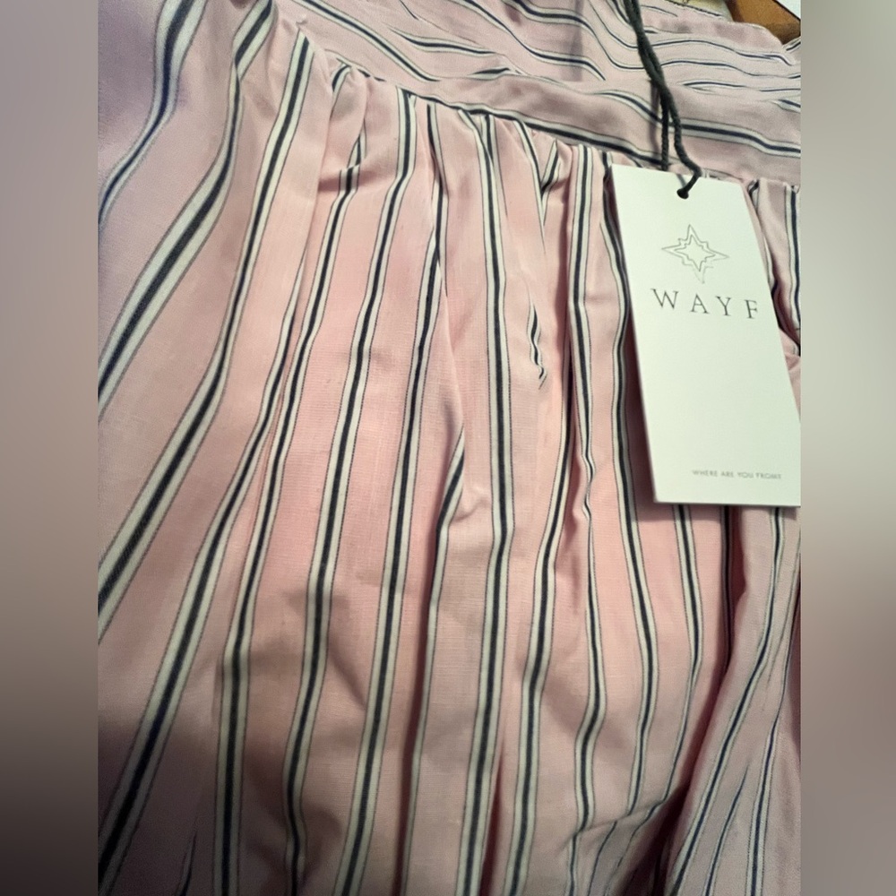 NWT WAYF Lucky Bubble Hem Mini Pink Striped Skirt - Picture 6 of 7